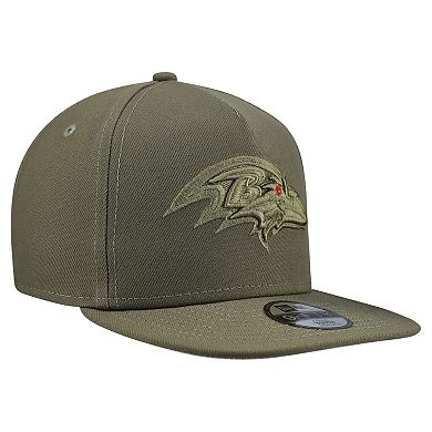 Youth New Era Olive Baltimore Ravens Color Pack A-Frame 9FIFTY Snapback Hat