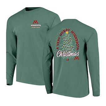 Men's Green Minnesota Golden Gophers Comfort Colors Merry Christmas Tree Long Sleeve T-Shirt