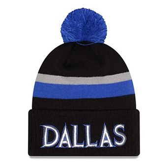 Men's New Era Black/Blue Dallas Mavericks 2025/26 City Edition Cuffed Knit Hat with Pom