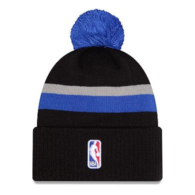 Men's New Era Black/Blue Dallas Mavericks 2025/26 City Edition Cuffed Knit Hat with Pom