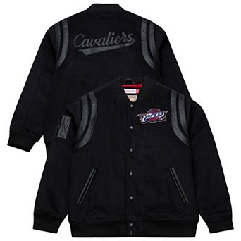 Men's Mitchell & Ness Black Cleveland Cavaliers Hardwood Classics Nights Walk the Tunnel Full-Snap Varsity Jacket