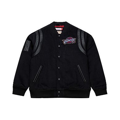 Men's Mitchell & Ness Black Cleveland Cavaliers Hardwood Classics Nights Walk the Tunnel Full-Snap Varsity Jacket
