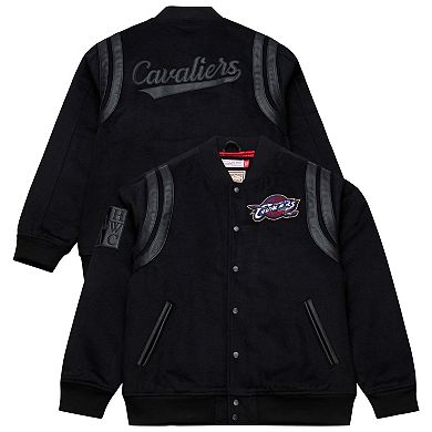 Men's Mitchell & Ness Black Cleveland Cavaliers Hardwood Classics Nights Walk the Tunnel Full-Snap Varsity Jacket