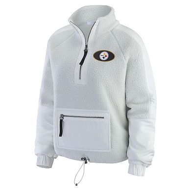 Women's WEAR by Erin Andrews White Pittsburgh Steelers Polar Fleece Half-Zip Jacket
