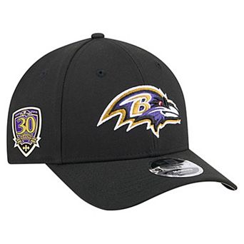 Men's New Era Black Baltimore Ravens 30th Anniversary A-Frame 9FORTY Adjustable Hat