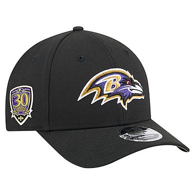 Men's New Era Black Baltimore Ravens 30th Anniversary A-Frame 9FORTY Adjustable Hat