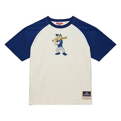 Women's Mitchell & Ness Cream Milwaukee Brewers Boyfriend Raglan T-Shirt