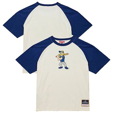 Women's Mitchell & Ness Cream Milwaukee Brewers Boyfriend Raglan T-Shirt