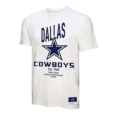 Women's Mitchell & Ness White Dallas Cowboys Logo Rise Boyfriend T-Shirt