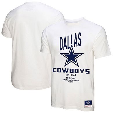 Women's Mitchell & Ness White Dallas Cowboys Logo Rise Boyfriend T-Shirt