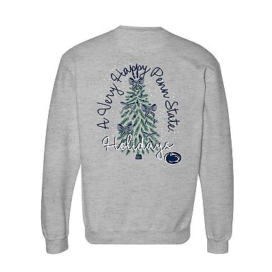 Women's Gray Penn State Nittany Lions Classic Merry Christmas Tree Crewneck Sweatshirt