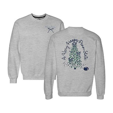 Women's Gray Penn State Nittany Lions Classic Merry Christmas Tree Crewneck Sweatshirt