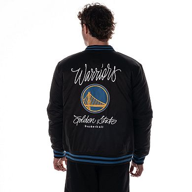 Unisex The Wild Collective Black Golden State Warriors Full-Snap Bomber Jacket