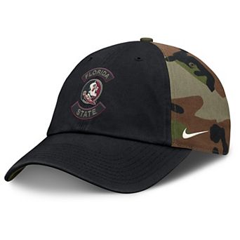 Men's Nike Black/Camo Florida State Seminoles 2025 Military Appreciation Club Adjustable Hat