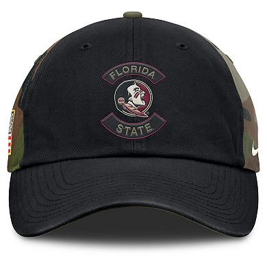Men's Nike Black/Camo Florida State Seminoles 2025 Military Appreciation Club Adjustable Hat