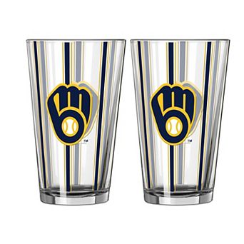 Logo Brands Milwaukee Brewers Two-Piece 16oz. Striped Pint Glass Set