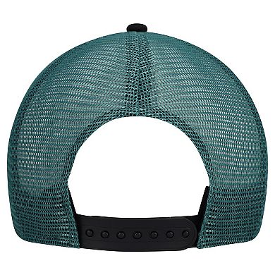 Youth New Era Cream/Midnight Green Philadelphia Eagles Banner 9FIFTY A-Frame Adjustable Trucker Hat