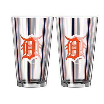 Logo Brands Detroit Tigers Two-Piece 16oz. Striped Pint Glass Set