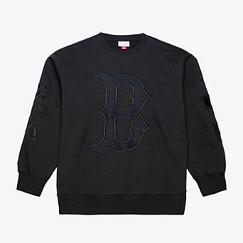 Men's Mitchell & Ness Black Boston Red Sox Phantom Fleece Crewneck Sweatshirt