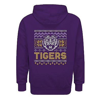 Youth Purple LSU Tigers Classic Holiday Sweater Hoodie