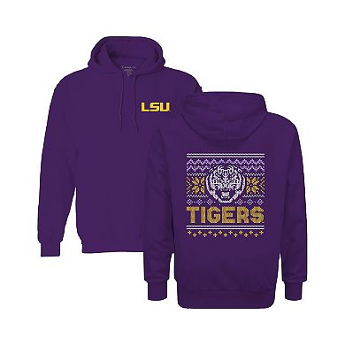 Youth Purple LSU Tigers Classic Holiday Sweater Hoodie