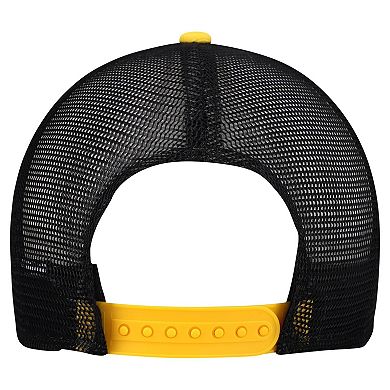 Youth New Era Cream/Black Pittsburgh Steelers Banner 9FIFTY A-Frame Adjustable Trucker Hat