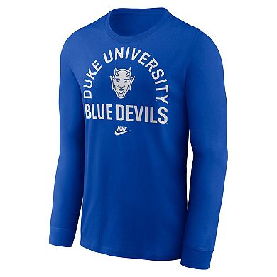 Men's Nike Royal Duke Blue Devils Legacy Arched Logo Long Sleeve T-Shirt