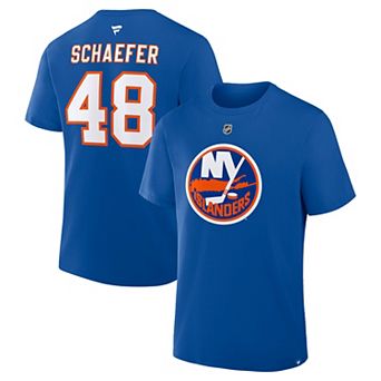 Men's Fanatics Matthew Schaefer Royal New York Islanders Authentic Stack Name & Number T-Shirt