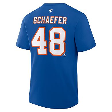 Men's Fanatics Matthew Schaefer Royal New York Islanders Authentic Stack Name & Number T-Shirt