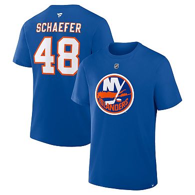 Men's Fanatics Matthew Schaefer Royal New York Islanders Authentic Stack Name & Number T-Shirt