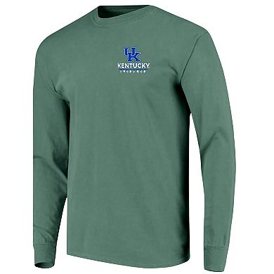 Men's Green Kentucky Wildcats Comfort Colors Merry Christmas Tree Long Sleeve T-Shirt