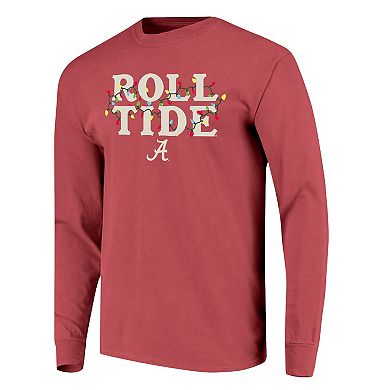 Women's Image One Crimson Alabama Crimson Tide String Lights Comfort Color Long Sleeve T-Shirt