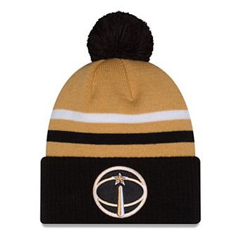 Men's New Era Gold/Black Washington Wizards 2025/26 City Edition Cuffed Knit Hat with Pom