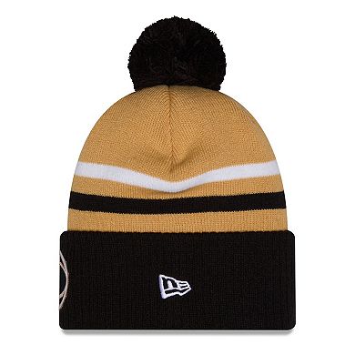 Men's New Era Gold/Black Washington Wizards 2025/26 City Edition Cuffed Knit Hat with Pom