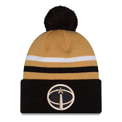 Men's New Era Gold/Black Washington Wizards 2025/26 City Edition Cuffed Knit Hat with Pom