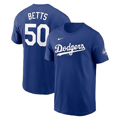 Men's Nike Mookie Betts Royal Los Angeles Dodgers 2025 World Series Champions Name & Number T-Shirt