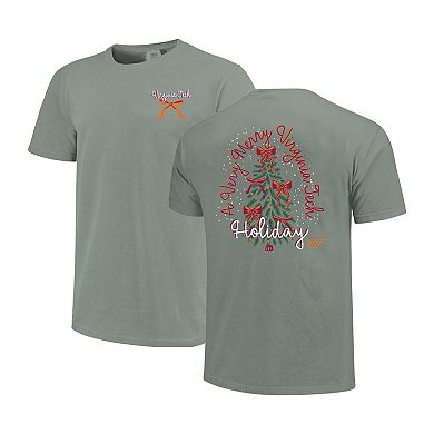Women's Light Green Virginia Tech Hokies Christmas Tree Comfort Colors T-Shirt