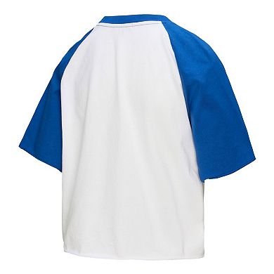 Women's Mitchell & Ness White New York Mets Cropped Raglan Mascot Boxy T-Shirt