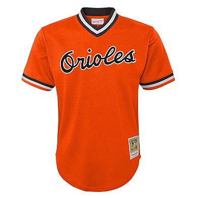 Toddler Mitchell & Ness Cal Ripken Jr. Orange Baltimore Orioles Throwback Mesh Batting Practice Jersey