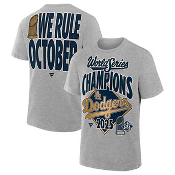 Men's Fanatics Heather Gray Los Angeles Dodgers 2025 World Series Champions Locker Room Authentic T-Shirt