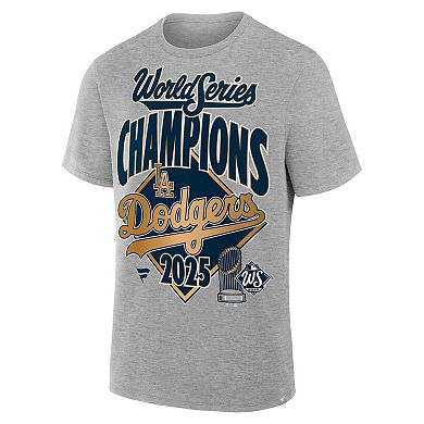Men's Fanatics Heather Gray Los Angeles Dodgers 2025 World Series Champions Locker Room Authentic T-Shirt