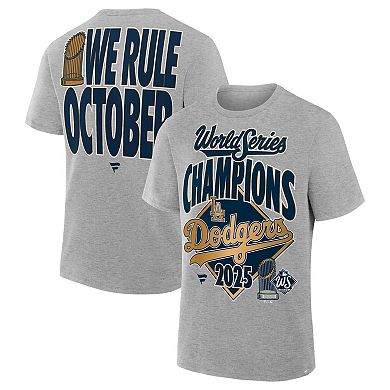 Men's Fanatics Heather Gray Los Angeles Dodgers 2025 World Series Champions Locker Room Authentic T-Shirt