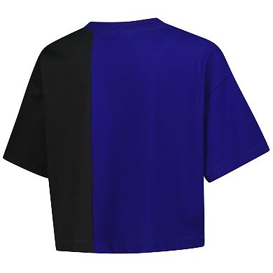 Women's New Era Royal Los Angeles Dodgers Upcycled Colorblocked Boxy Cropped T-Shirt