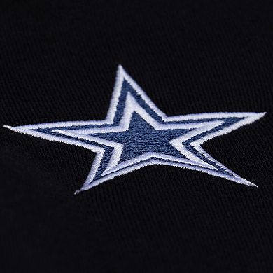 Women's Mitchell & Ness Black Dallas Cowboys Cropped Long Sleeve Rugby Polo