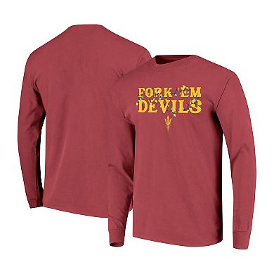 Women's Image One Maroon Arizona State Sun Devils String Lights Comfort Color Long Sleeve T-Shirt