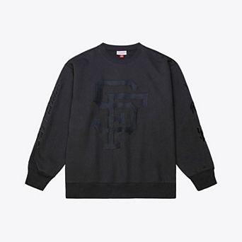 Men's Mitchell & Ness Black San Francisco Giants Phantom Fleece Crewneck Sweatshirt