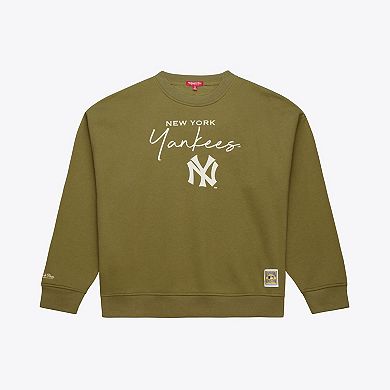 Women's Mitchell & Ness Olive New York Yankees Cooperstown Collection Fleece Sweatshirt