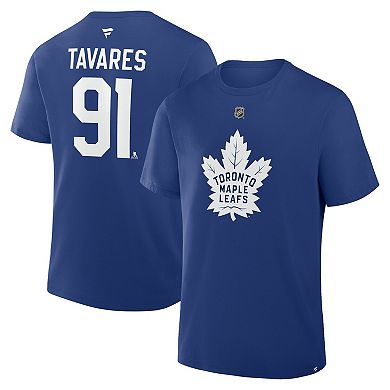 Men's Fanatics John Tavares Blue Toronto Maple Leafs Authentic Stack Name & Number T-Shirt