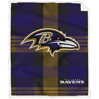 Pegasus Baltimore Ravens Pegasus 60" x 70" Plaid Steel Royal Plush Sherpa Blanket