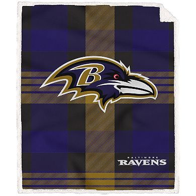 Pegasus Baltimore Ravens Pegasus 60" x 70" Plaid Steel Royal Plush Sherpa Blanket